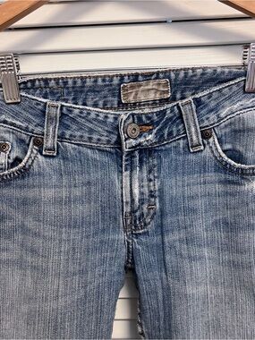 BKE Star Stretch Jeans Womens 28x33 1/2Blue Distressed Bootcut Low Rise Denim